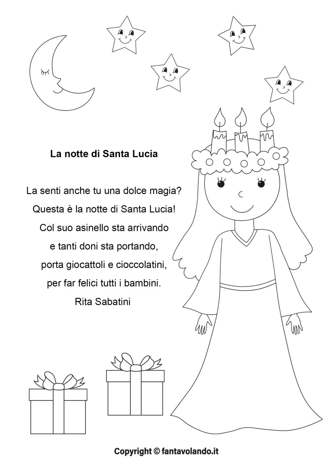 Santa Lucia: Poesia E Letterina - Fantavolando | Santa Lucia, Canzoni Per Bambini, Attività Per Bambini
