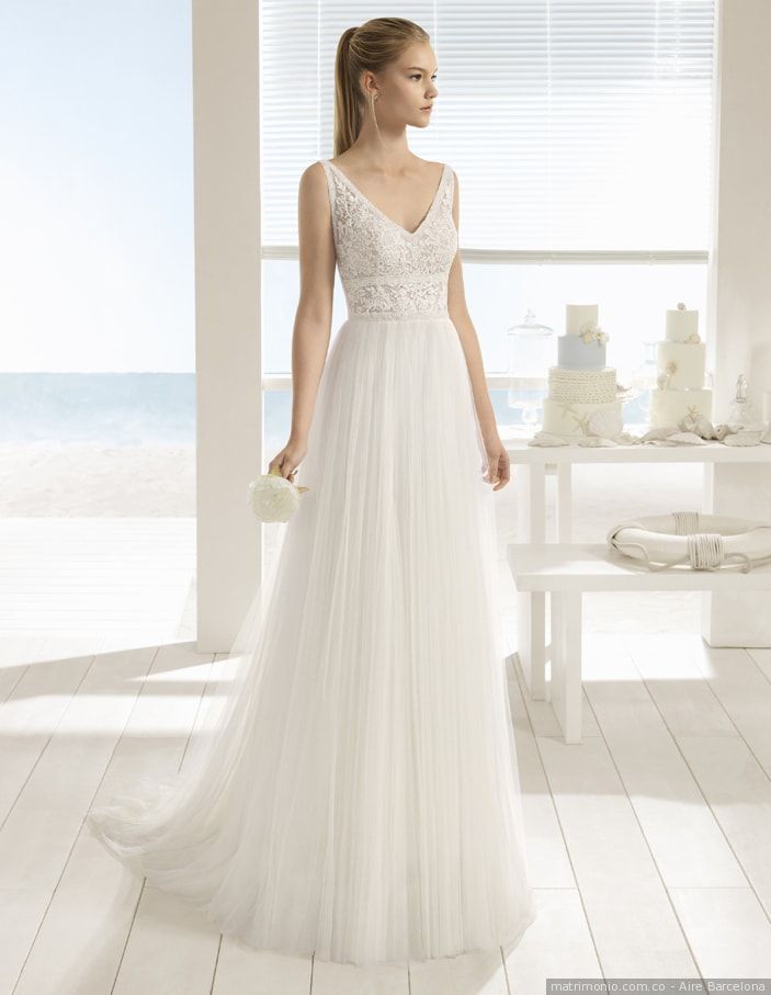 vestidos de novia aire barcelona 2018: romanticismo y sofisticación