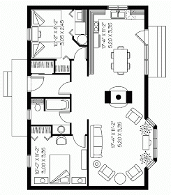Un Plano De Casa Pequeña Con 2 Dormitorios Sala Comedor Todo En Una Sola Planta Planos De Casas Pequeñas Planos De Casas Chicas Planos De Casas