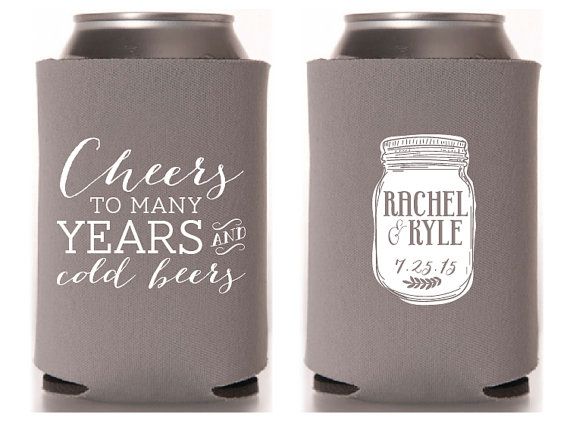Custom Collapsible Can Coolers Cheers To Many Years And Cold Beers Custom Collapsible Can Coolers Cheers To Many Years And Cold Beers Wedding Koozie Ideaswedding