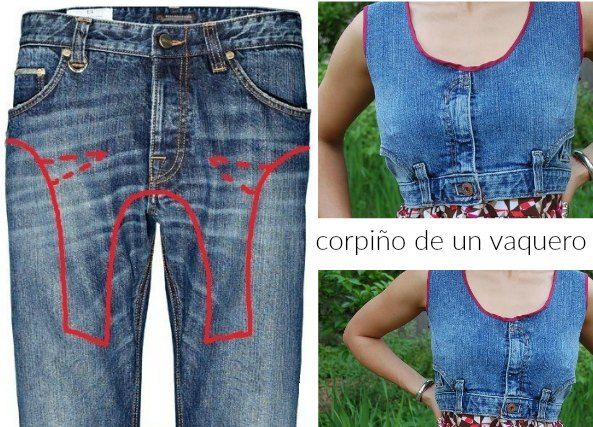 Enrhedando Top Corpiño Con Un Pantalon Vaquero Reutilizar Ropa Vieja Manualidades Ropa Modificar Ropa Vieja