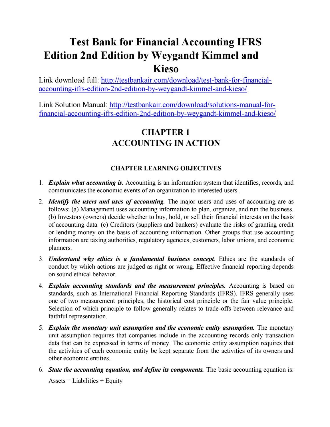 Download test bank for financial accounting ifrs edition 2nd edition by weygandt kimmel and kieso