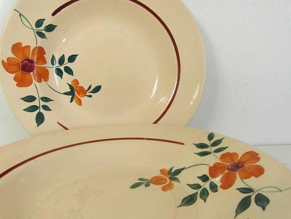 Pair of antique oval serving plates by Moulin des Loups France St Amand
