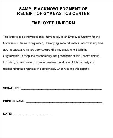 Sample Employee Uniform Form Examples Word Pdf Copy The Letter