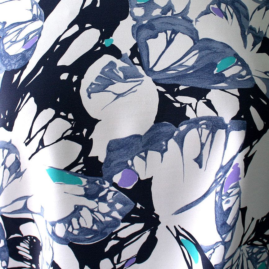 Large Fl Erfly Print Silk Crepe De Chin Fabric Clara Large Fl Erfly Print Silk Crepe De Chin Fabric Clara Centinaro Multi Color Navy Blue Kaftan Kimono Evening 140cm Wide Italy Bodikian Textiles