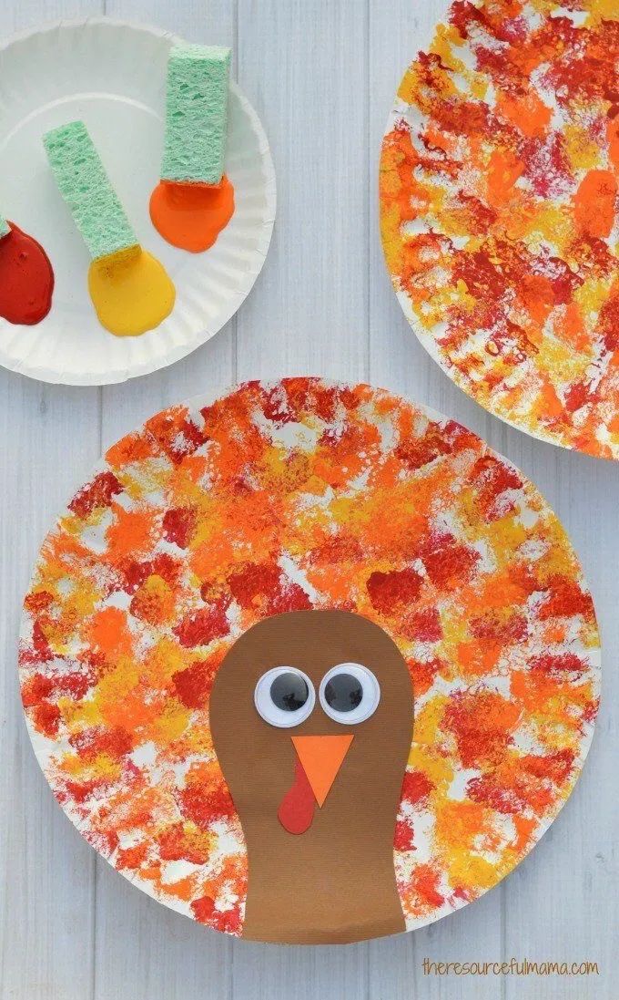 Sponge Painted Thanksgiving Turkey Craft