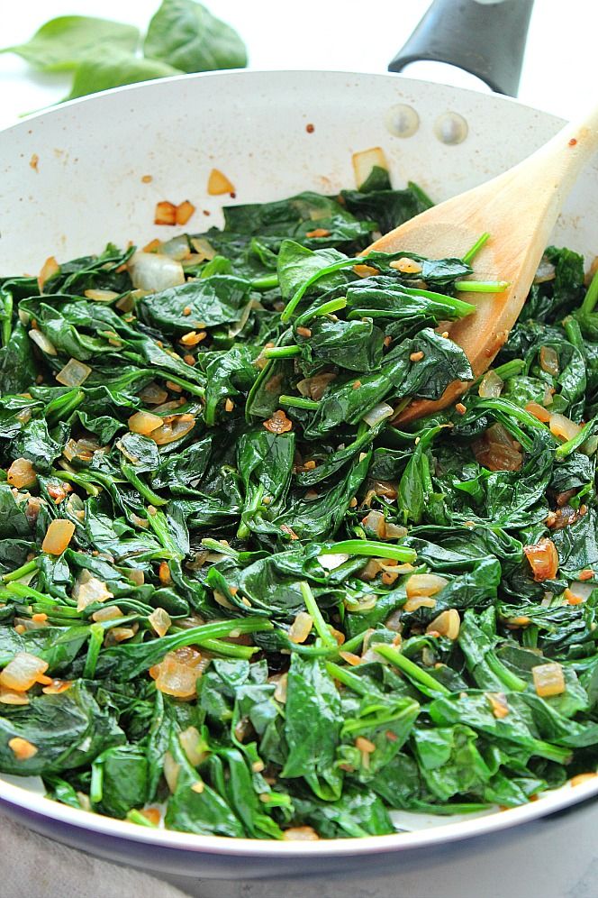 The Best Sauteed Spinach Recipe - fresh spinach sauteed with garlic and onions in olive oil and butter. This easiest and fastest spinach side dish is healthy and low-carb diet friendly. #healthyfood #sidedish #spinach Best Sauteed Spinach Recipe, Spinach Recipes Healthy, Vegetable Recipes, Vegetarian Recipes, Cooking Recipes, Recipes With Fresh Spinach, Sauteed Spinach Garlic, Spinach Ideas, Wilted Spinach Salad