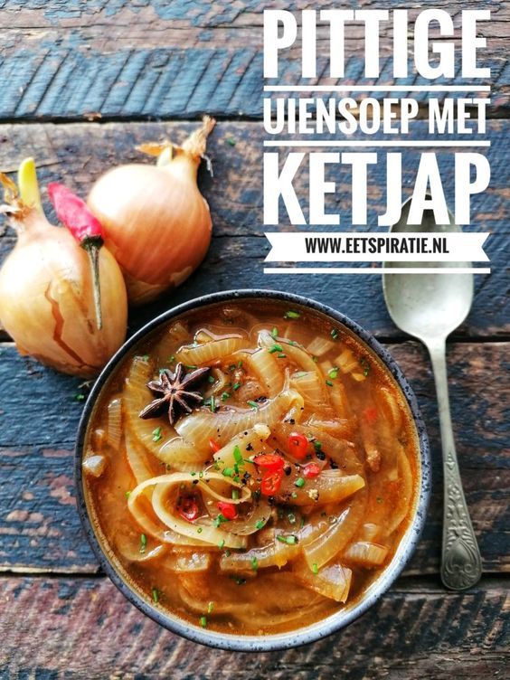 Pittige uiensoep met ketjap