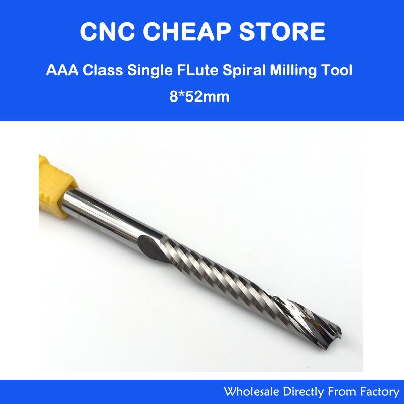 Solid Carbide Single Flute Spiral Router Bit End Mill For PVC Acrylic Hard Wood