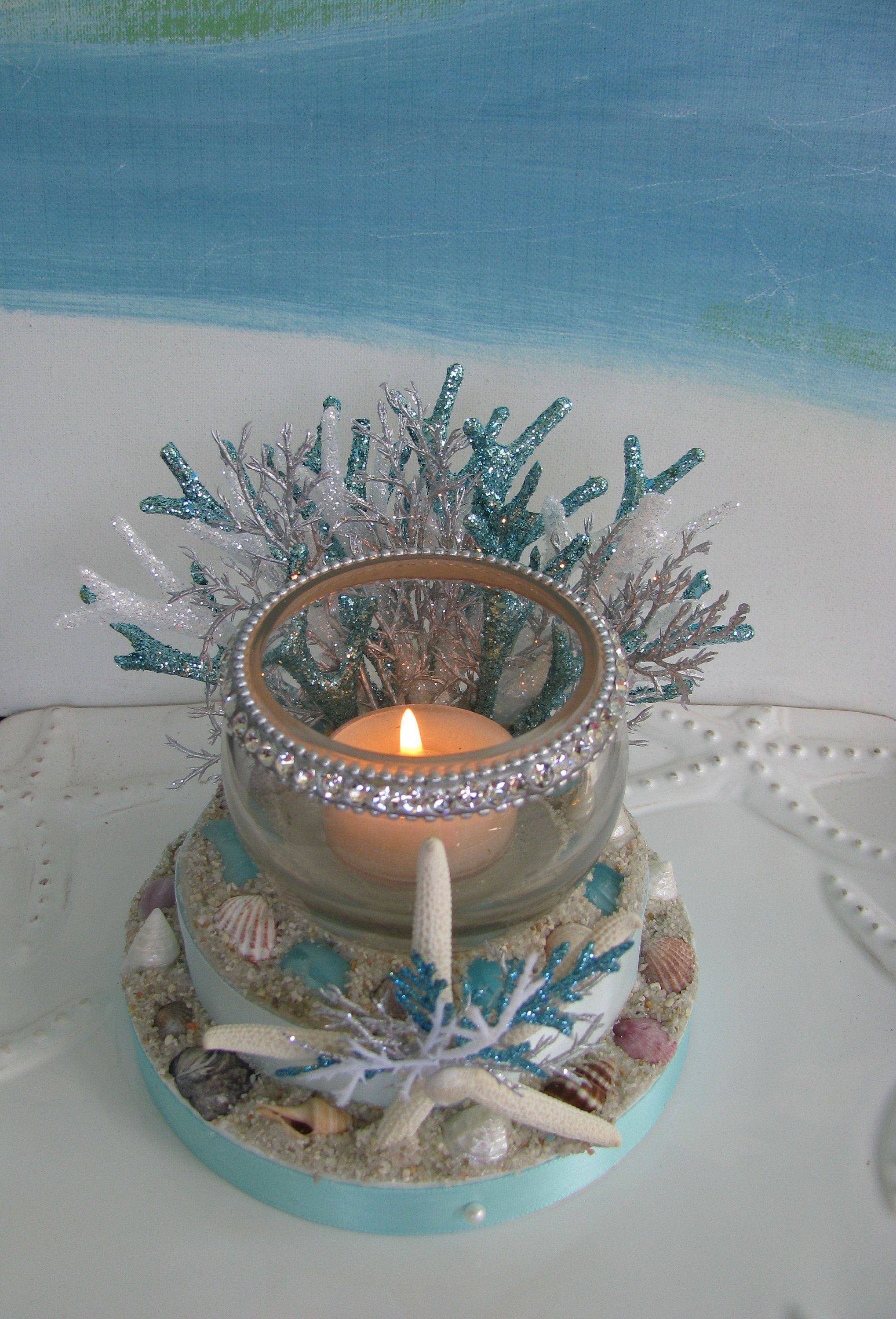 Starfish Beach Wedding Cake Topper Seashells Candle Holder Cake