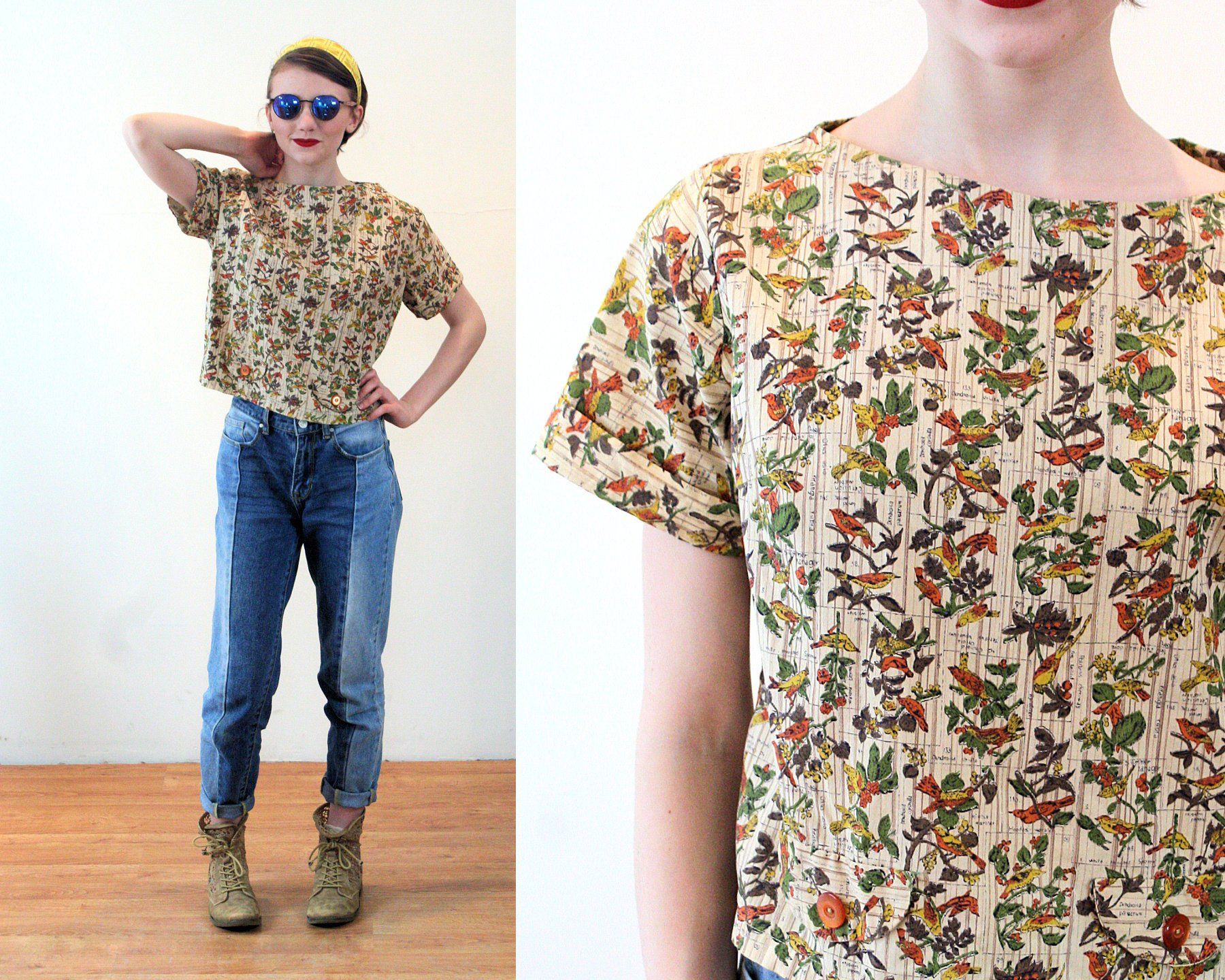 Vintage 60s design shirt Novelty Print Shirt Top novelty print Pattern blouse Vintage Fashions 50s 1960s Retro ladies Blouse