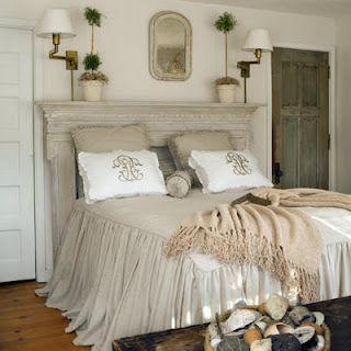 Bed Headboard From A Repurposed Fireplace Mantel Beautiful Love The Old Vintage Door I Would Board In Fireplace Opening Though Cottage Market 25 Headboard Diy Mantle As A