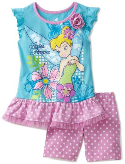 Con Licencia Oficial De Las Niñas Disney Tinkerbell Pijamas Pijamas Set Glitter Shorts Camiseta