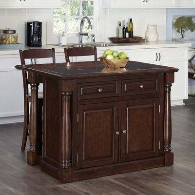 Home Styles Monarch Kitchen Island Set With Granite Top Kursi Makan Furniture Meja Home Styles Monarch Kitchen Island Set, Home Styles Kitchen Island Granite Top