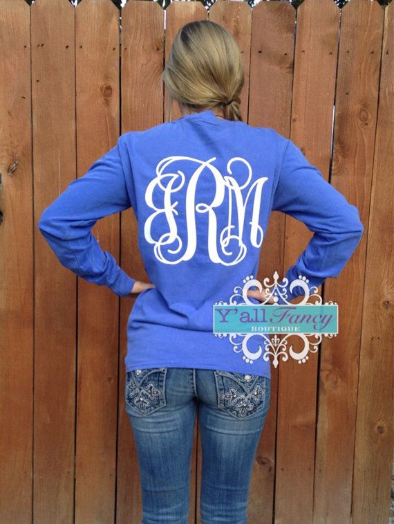 Long Sleeve Comfort Colors BACK Monogrammed T Shirt - Y'all Fancy by ...