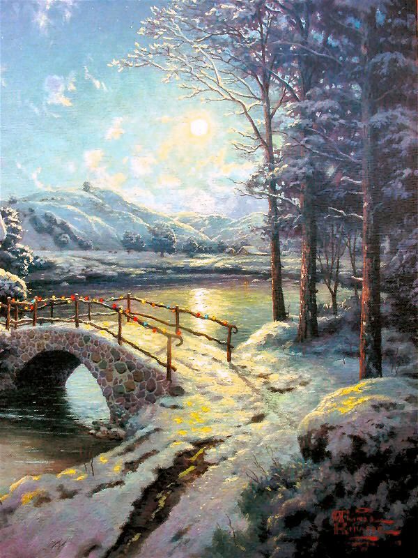 christmas moonlight 18x24 s n limited edition thomas kinkade thomas kinkade christmas scenes