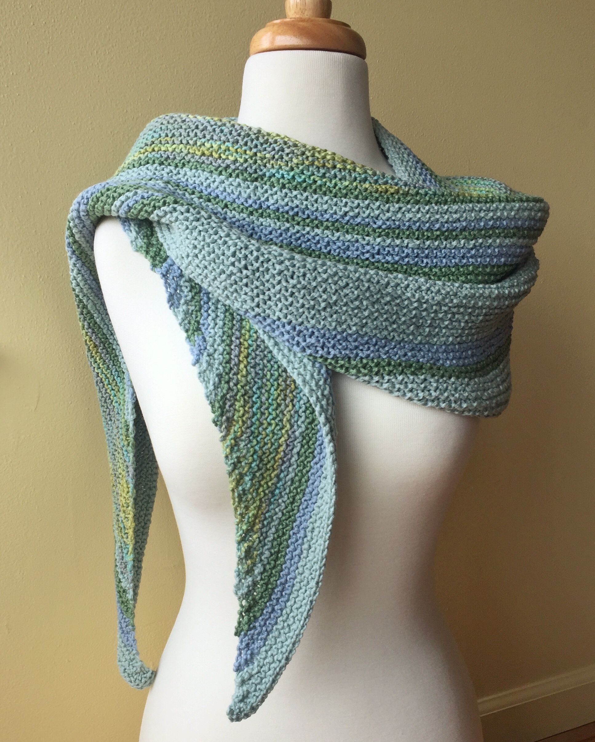 Handknit shawl in organic cotton. Original design by Christopher Knits