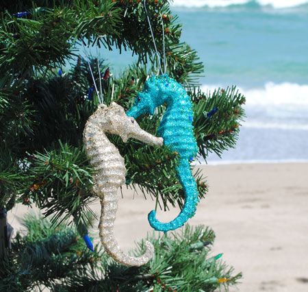 Glitter Seahorse Ornaments Christmas Coastal Christmas Glitter Seahorse Ornaments - Glitter Seahorse Ornaments Christmas Coastal Christmas