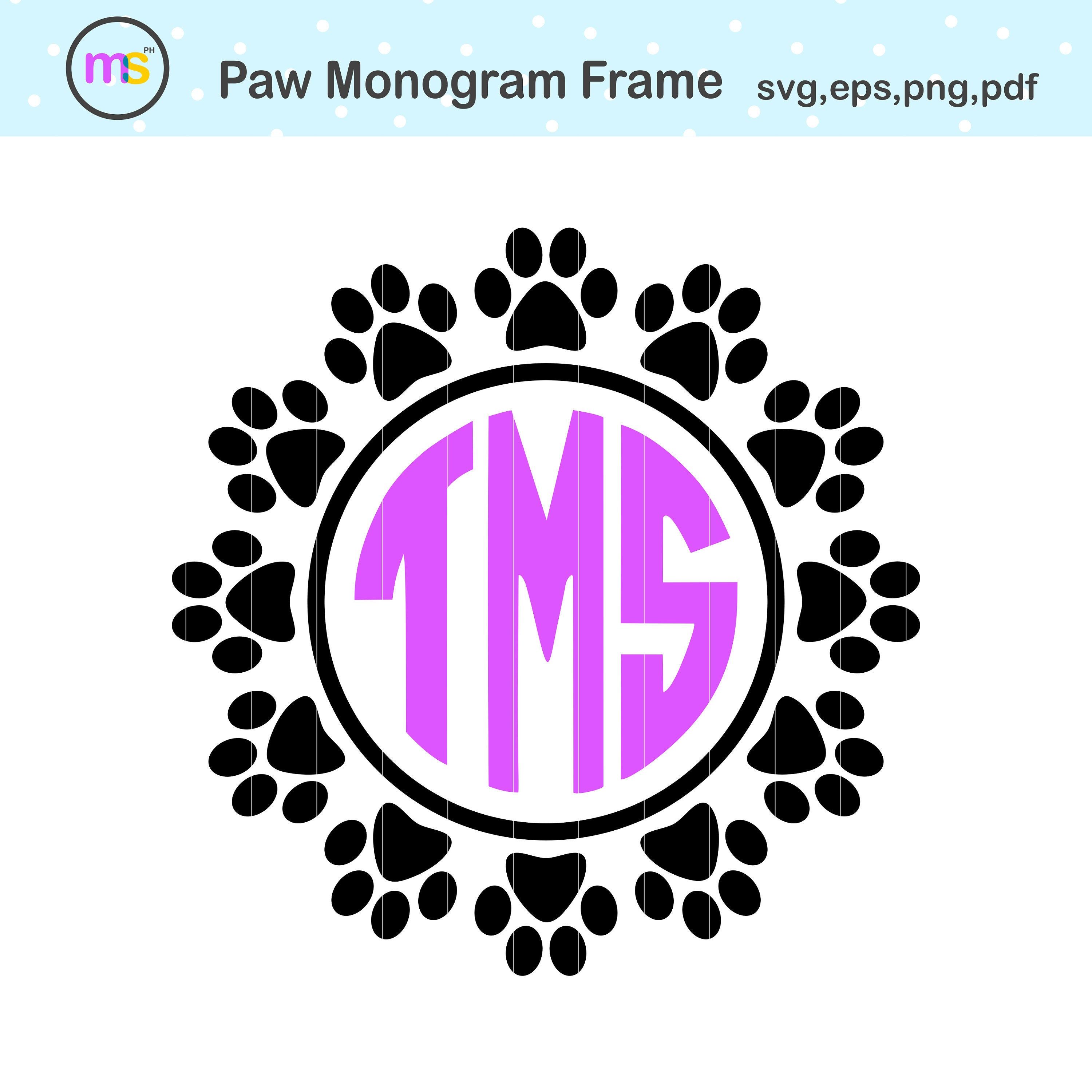 Download Paw svg, Paw Monogram svg, Dog svg, Dog Monogram svg, Paw ...