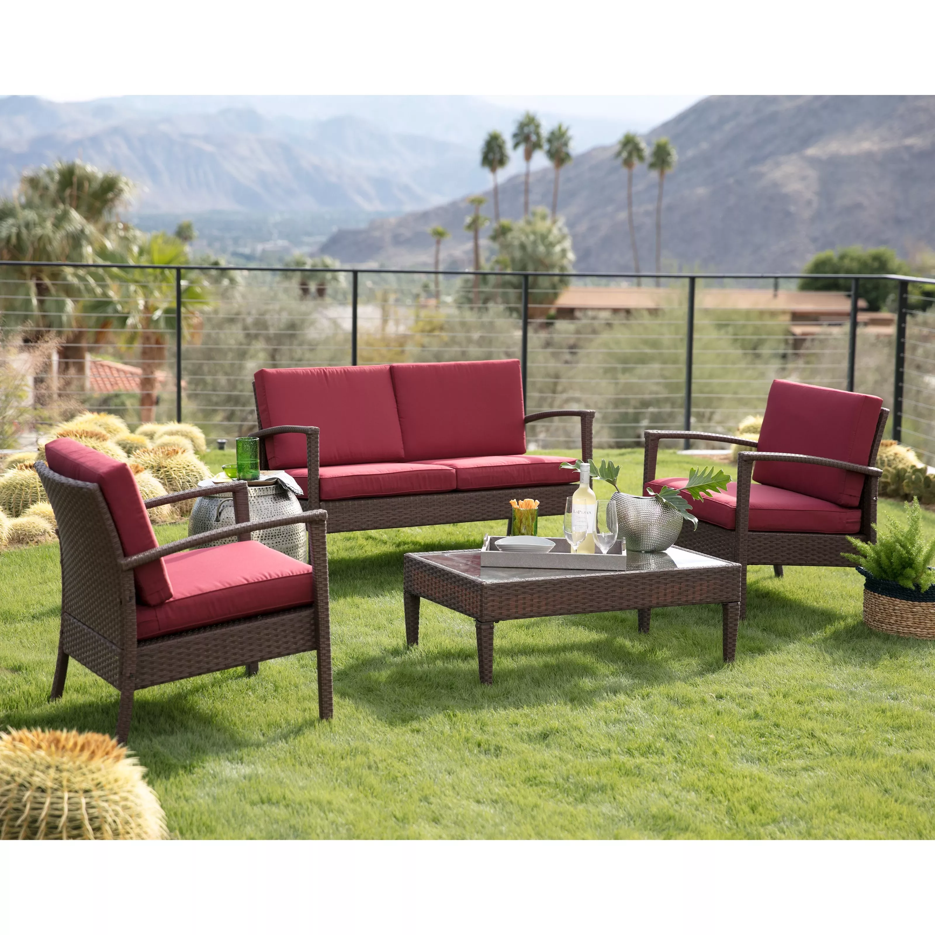 Brilliant Wicker Patio Set With Fire Pit