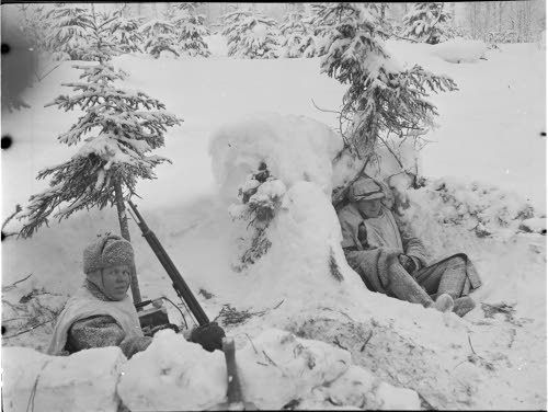 The remains of a Soviet column in the Battle of Suomussalmi, central Finland, 7