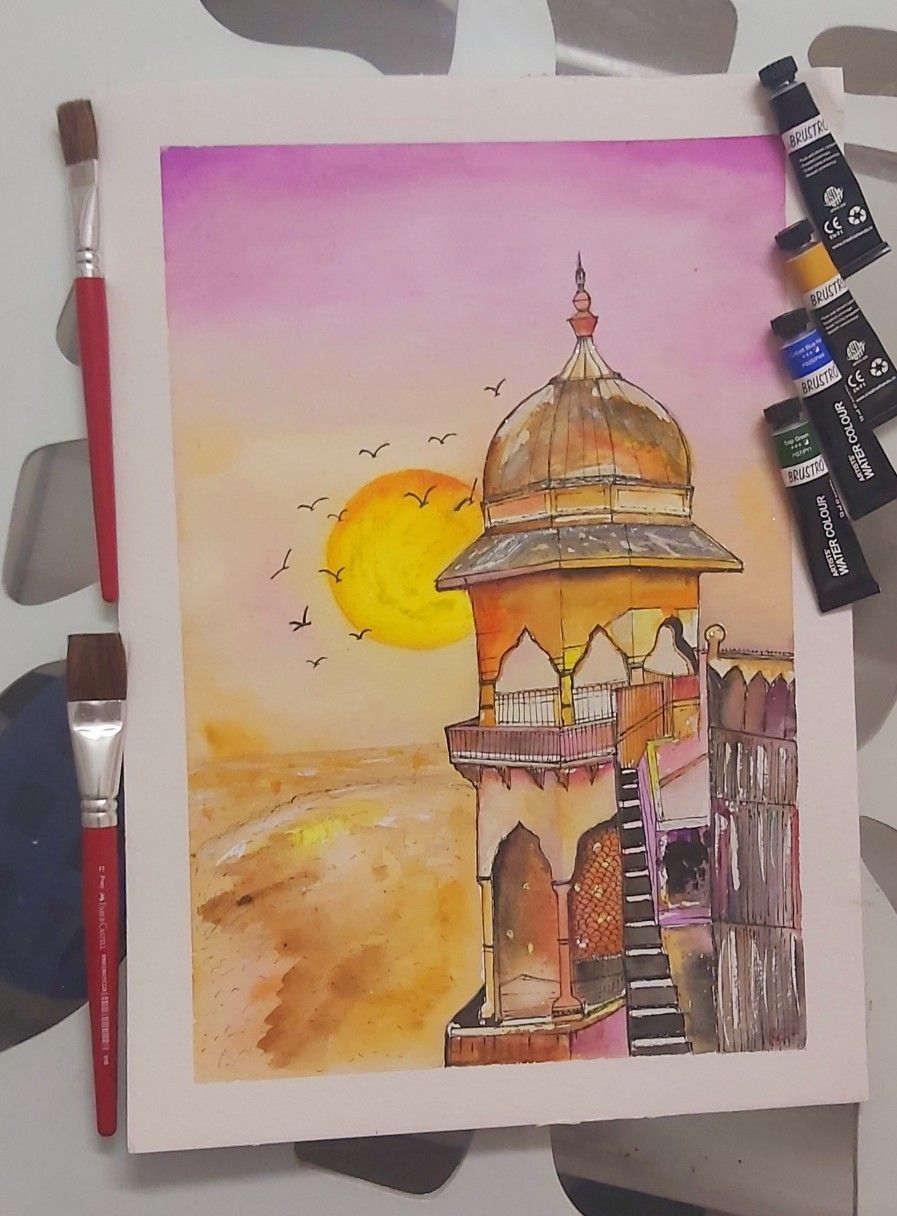Indian Architecture | Watercolor paintings, Painting, Indian ...