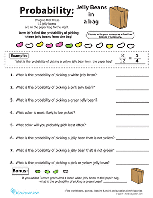 Probability Worksheets With A Single Die Probability Worksheets Mathematics Worksheets Probability