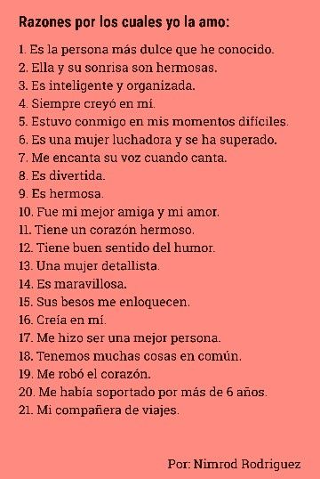 Razones Por La Cual La Amo Y La Extraño No Habrá Nadie Como Ella Razones Por Las Que Te Amo Regalos Bonitos Para Mi Novio Regalos Creativos Para Novio