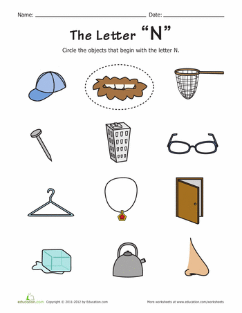 practice alphabet phonics with your preschooler each worksheet adjectives that begin with the letter n