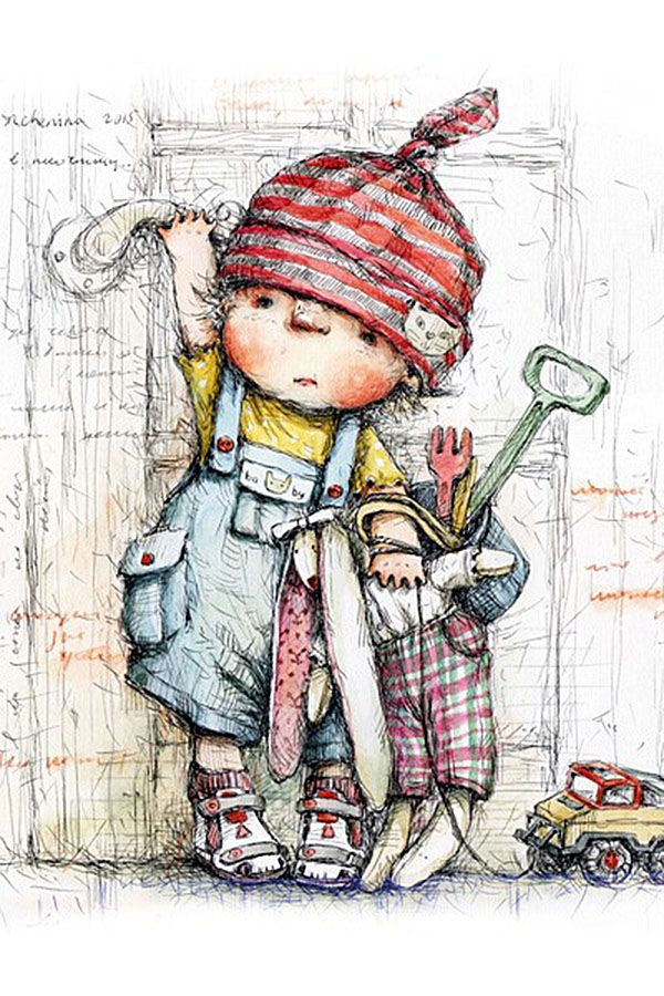 Снежана Ченина. Милые иллюстрации.. Обсуждение на LiveInternet - Российский… Comic Layout, Cute Girl Drawing, Girls Cartoon Art, Children's Book Illustration, Easy Drawings, Painting & Drawing, Cute Art, Watercolor Art, Character Design