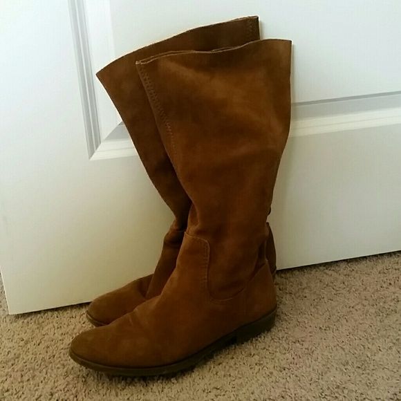 Nine West suede leather cognac slouchy boots 9 | Slouchy boots, Boots, Suede leather
