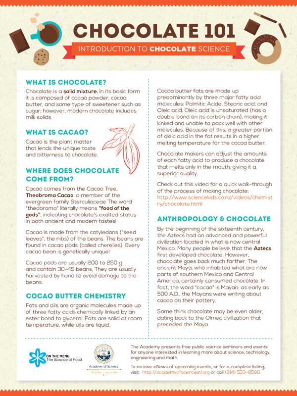 chocolate 101 fact sheet design by dora augustin via fact sheet layout
