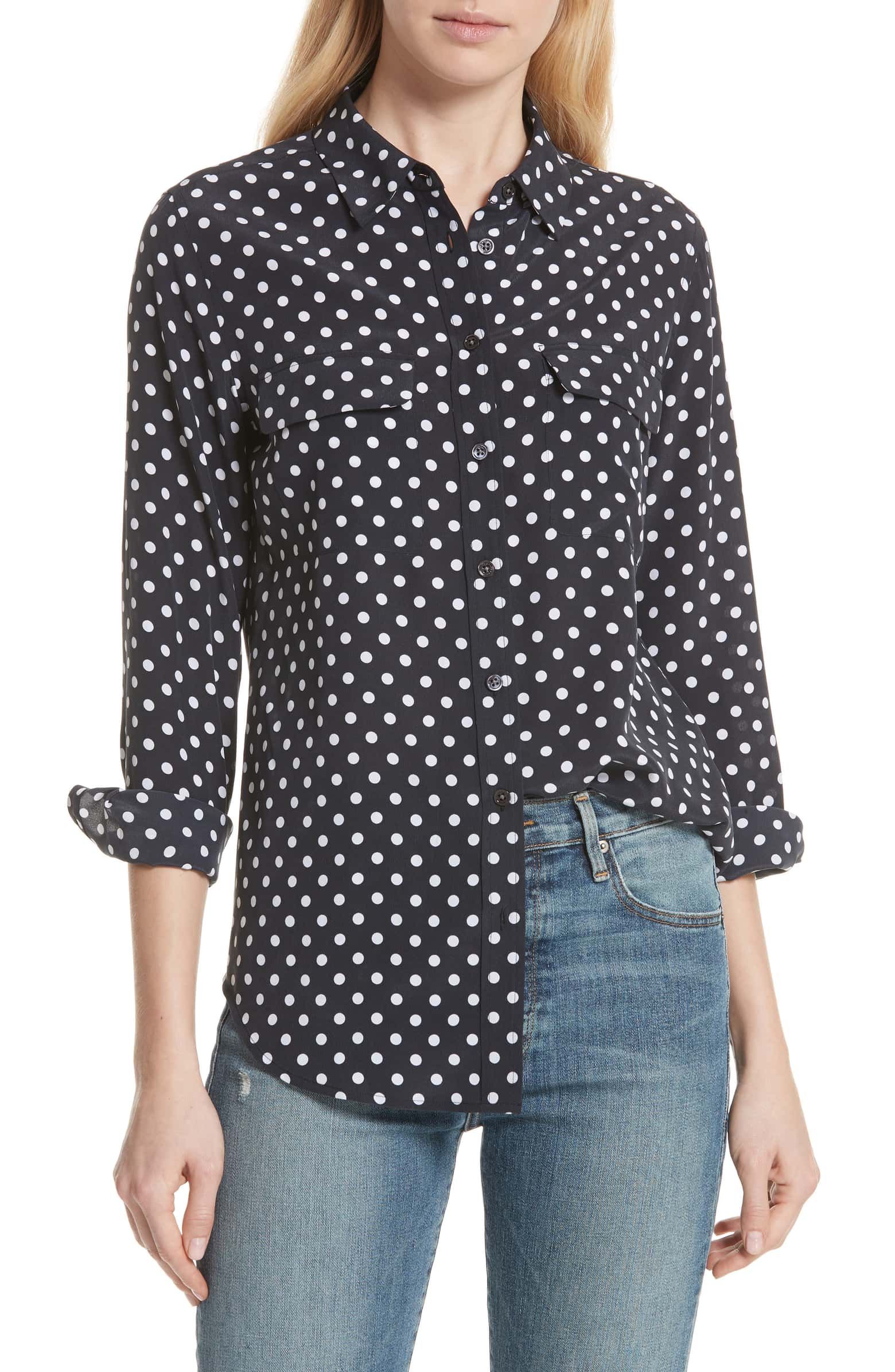 Equipment Slim Signature Polka Dot Silk Shirt | Nordstrom | Polka dot ...