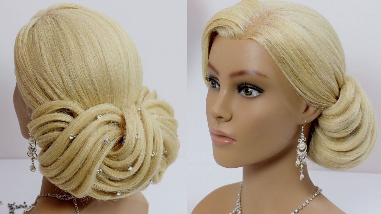 Elegant updo. Wedding prom hairstyles for long hair. Tutorial Hair