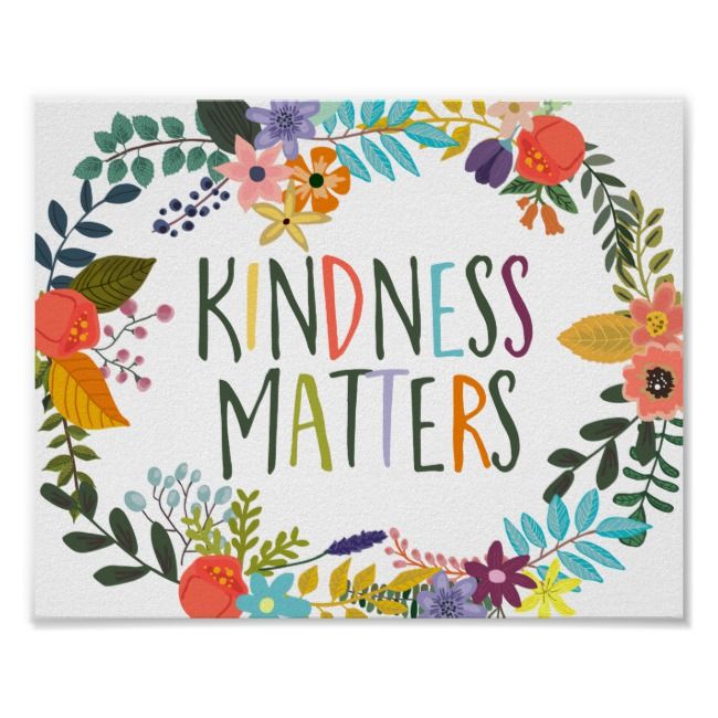 A Card With The Words Kindness Matters Written In Floral Wreaths And a-card-with-the-words-kindness-matters-written-in-floral-wreaths-and
