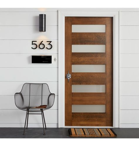 Mid Century Modern Front Door With Circle Windows Midcentury