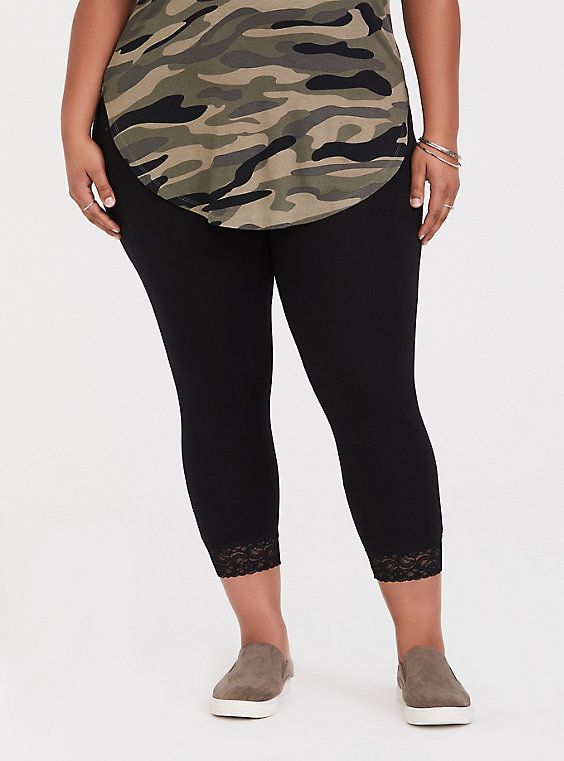 Capri Legging Lace Hem Capri Legging Lace Hem