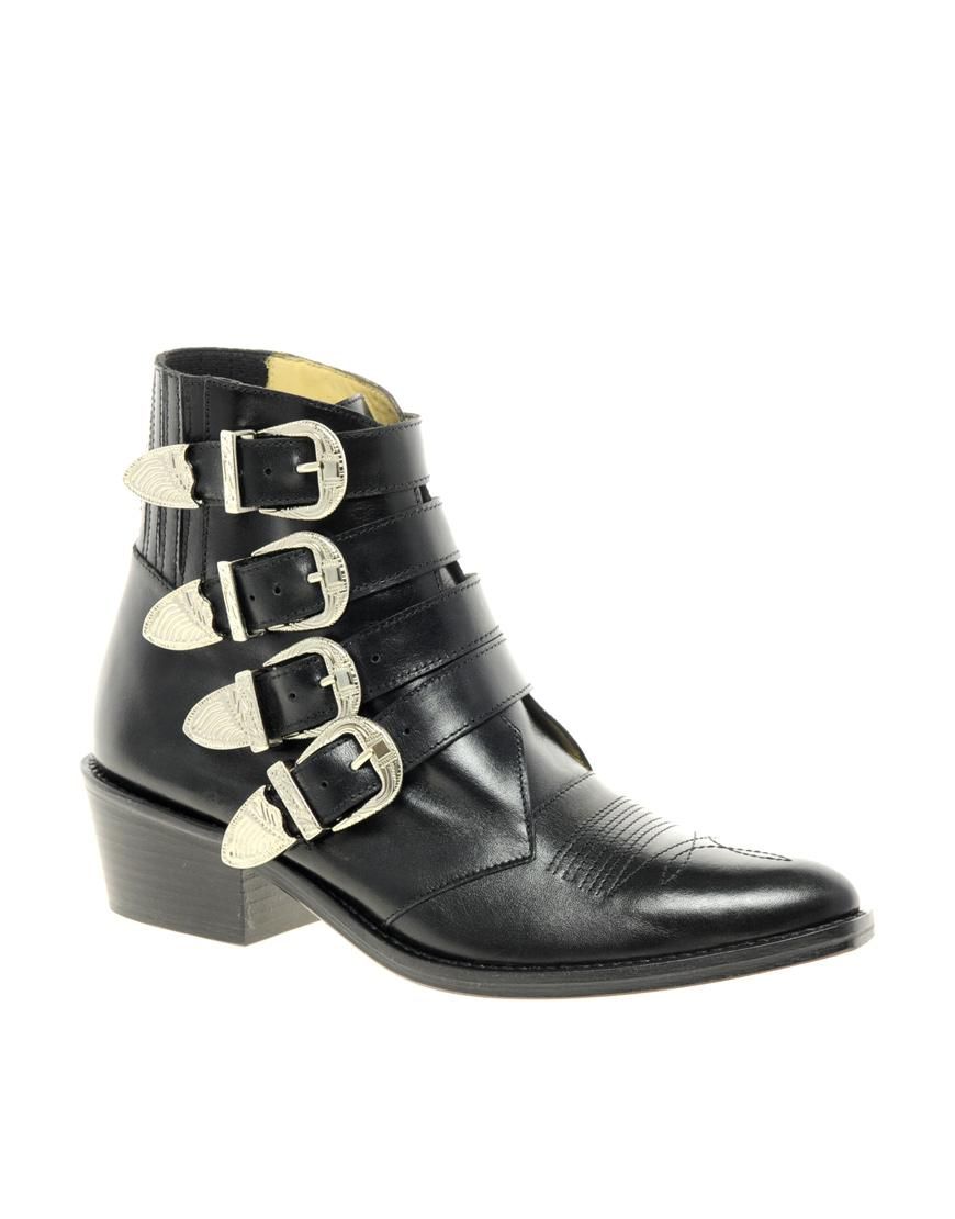 Toga Pulla Black Buckle Ankle Boots at Buckle ankle boots