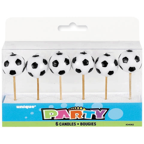 Soccer Ball Candles 6 Pack Birthday Party Supplies