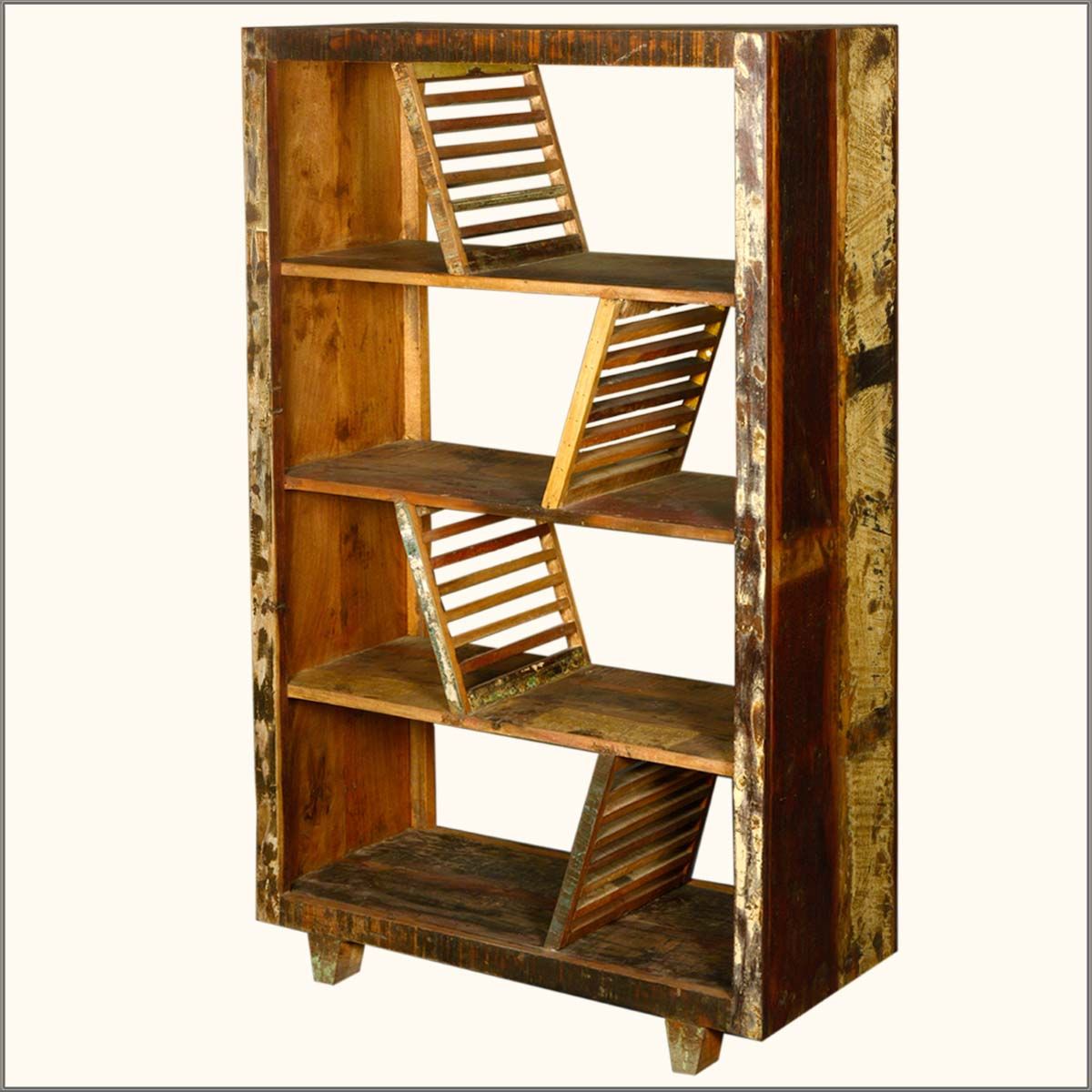 Rustic Washboards Reclaimed Wood 4-Shelf Open Back Bookcase | Reclaimed