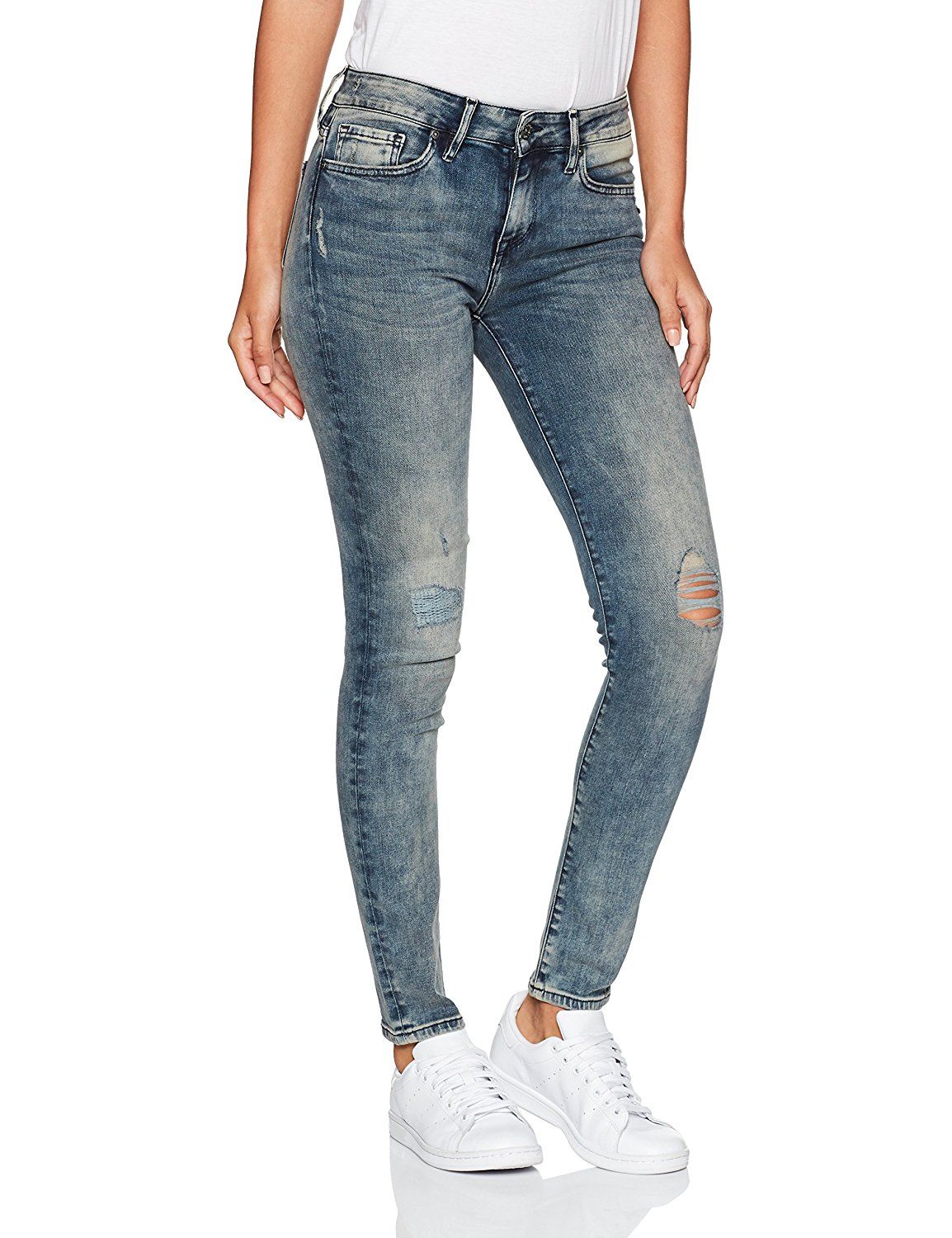 Damen Casual Slim Hohe Taille Hose Röhrenjeans Stretch Denim Jeans Bleistifthose