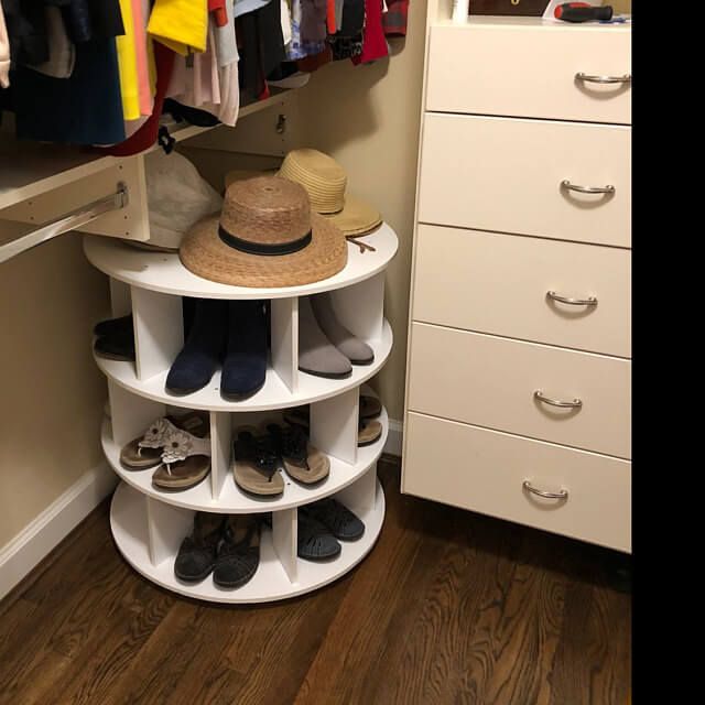 34 Unique Organizing And Storage Items That Will Help You Save Space In Simple Ways Shoe Small Spinning Rack Floor To Ceiling Spinning Shoe Rack Storage Floor, Round Shoe Storage