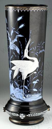 Antique Glass with wildlife theme. Bohemian black amethyst Antique Glass with wildlife theme. Bohemian black amethyst