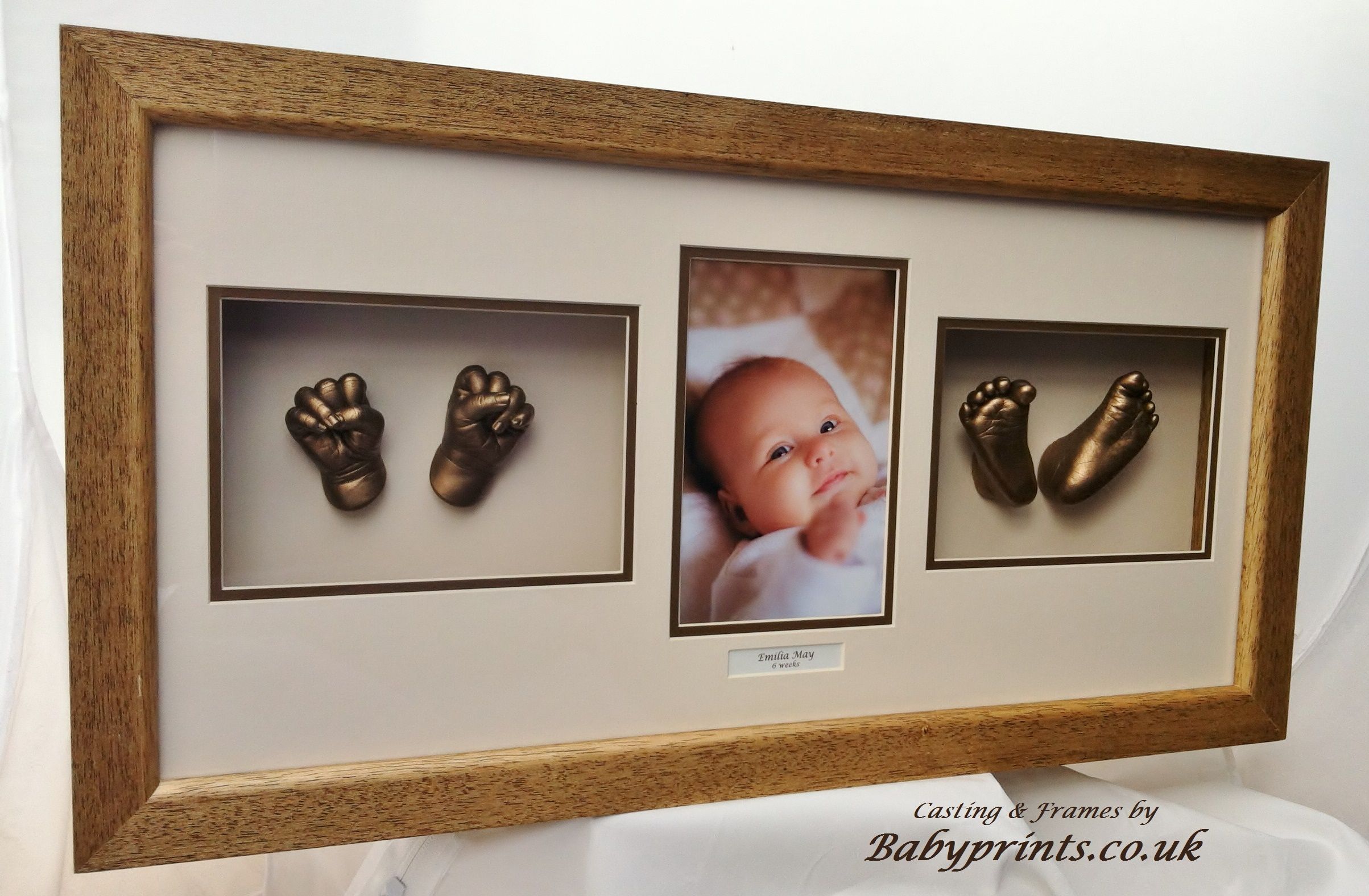 New 3D Baby Casting Kit Hand Foot Bronze Cast Photo Picture Display Frame Pewter