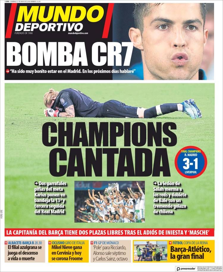 2018 05 27 Portada De El Mundo Deportivo Espana Mundo Deportivo Deportes Periodico Deportivo