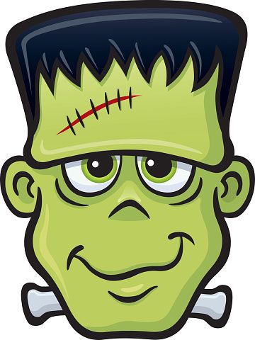 Cartoon illustration of a Frankenstein monster with a goofy looking grin on his face. Moldes Halloween, Image Halloween, Halloween Clips, Fall Halloween Crafts, Halloween Cartoons, Halloween Painting, Halloween Drawings, Halloween Kostüm, Halloween Signs