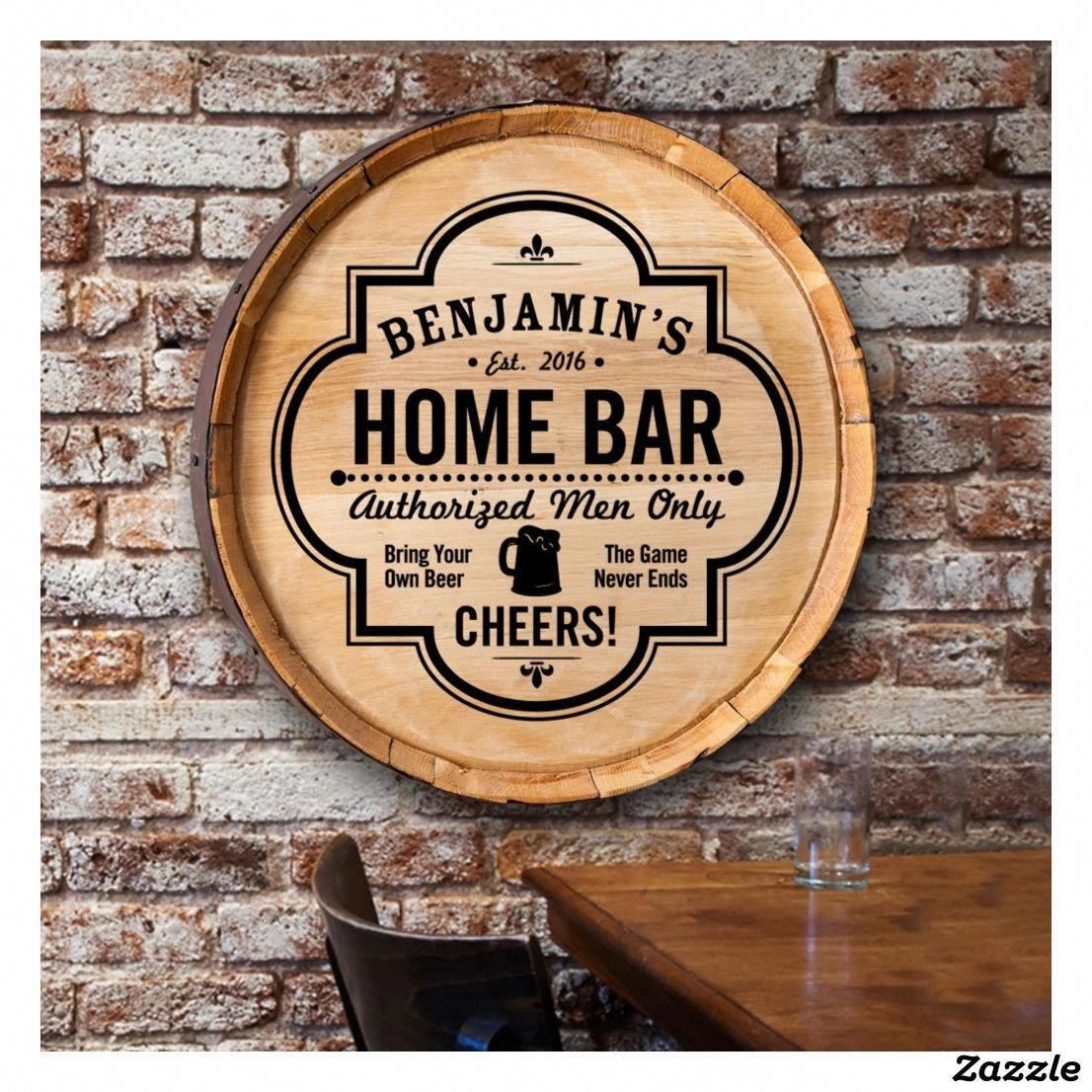 Custom Whiskey Barrel Sign Images/Pictures Personalized Oak Barrel Home Bar Top Sign inhomebardecor