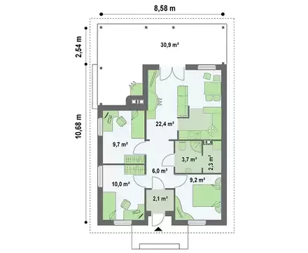 Проект дома с крытой террасой Floor Plans, Floor Plan Drawing, House Floor Plans