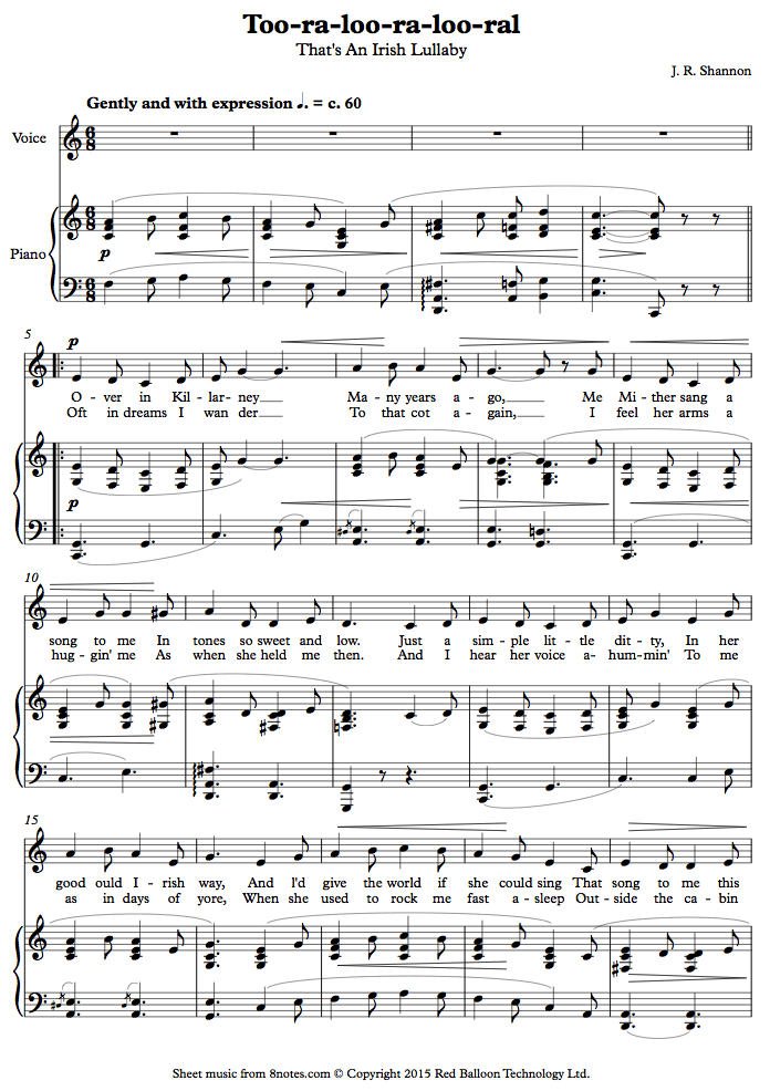 j r shannon too ra loo ra loo ral thats an irish lullaby too ra loo ra loo ral sheet music