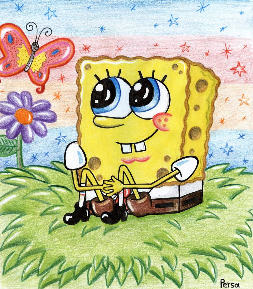 Spongebob And Butterfly By Spongepersa Spongebob Drawings